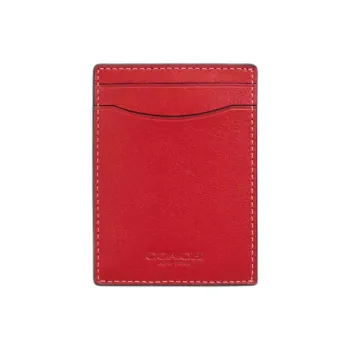 COACH Money ClipCard Case Calfskin Card Holder Mini Women's Red