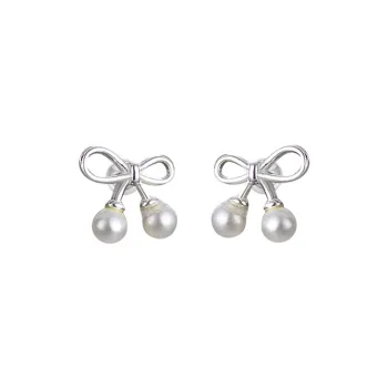 Heart Grass 999 Fine Silver Stud Earrings Women's