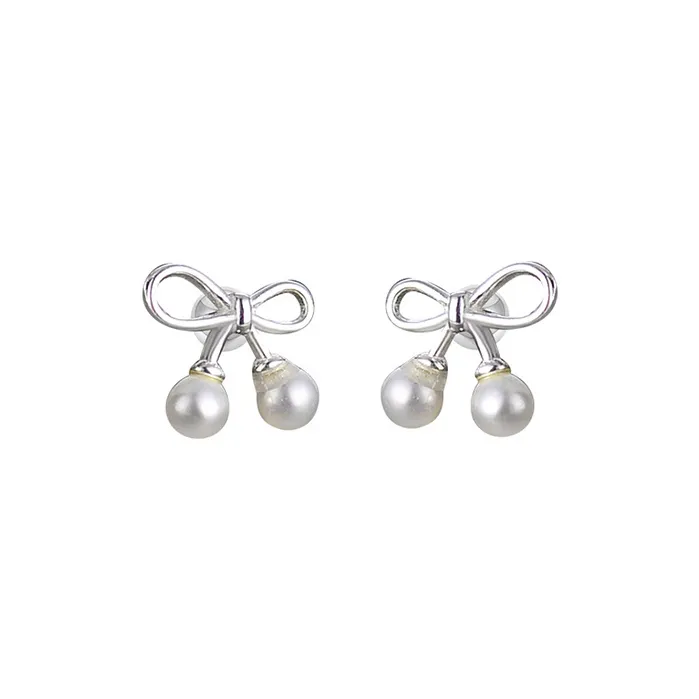 Heart Grass 999 Fine Silver Stud Earrings Women's-0