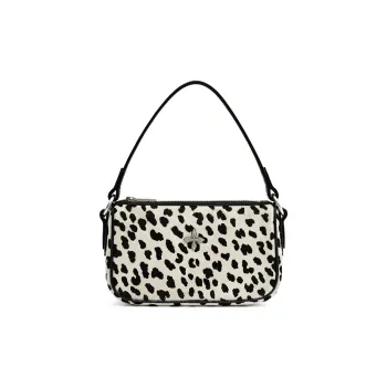 SMFK Cowhide Handbag Women's White Leopard Print