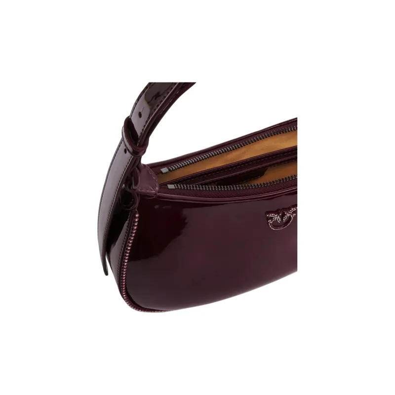 PINKO Half Moon Series Polyester Crescent Bag Handbag Shoulder Bag Small Size Women's Ox Blood Color-3