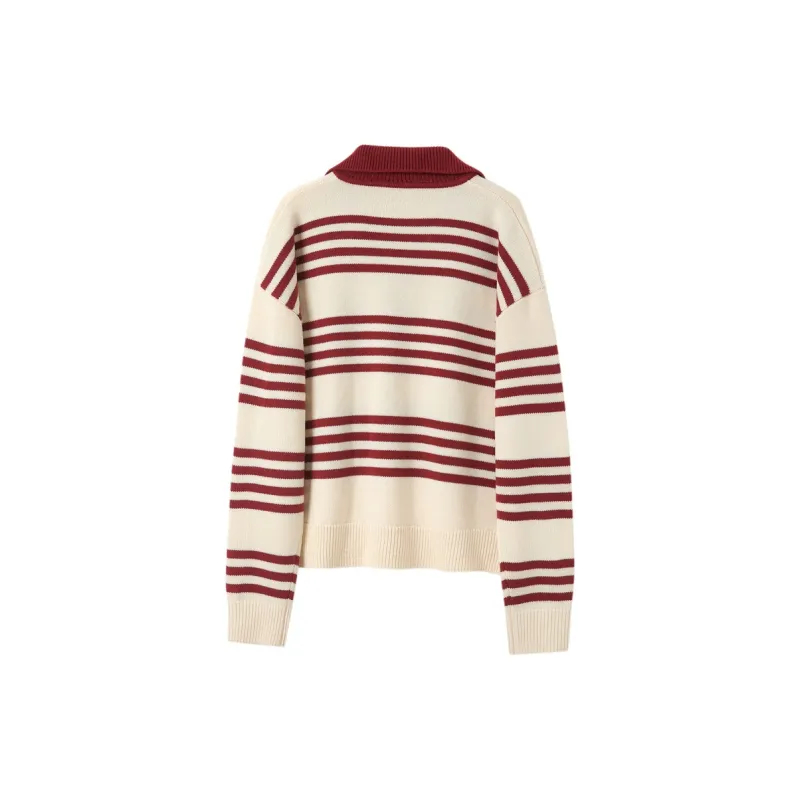 3COLOUR Knitwear Women's Ancora Red Stripes-1