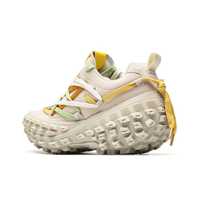 MVA Anti Slip Wear Resistant Breathable Impact Resistant Lightweight Low Top Chunky Sneakers Unisex Beige-1