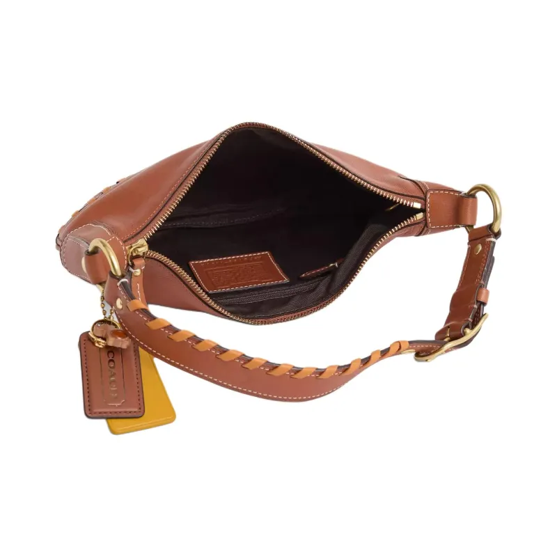 COACH Hobo Leather Handbag Shoulder Bag Small Size Women's Brass & Oak-2