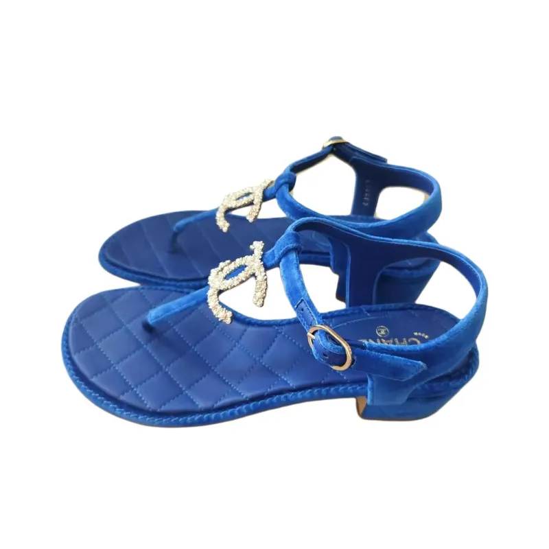 CHANEL 22A Early Autumn One Strap Sandals Women's Blue-1