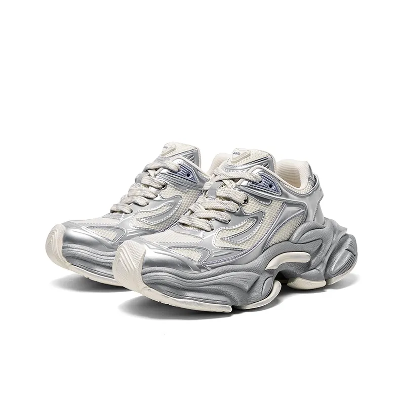 CHERYKALLY Time Swirl Cushioning Anti Slip Wear Resistant Breathable Height Increasing Low Top Chunky Sneakers Unisex-6