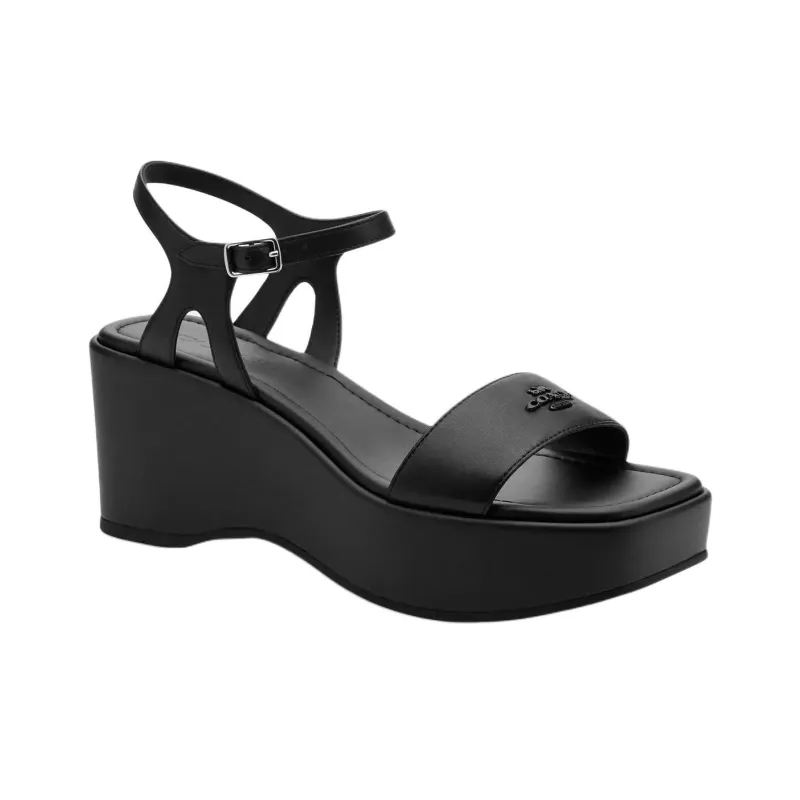 COACH Gale One Strap Sandals 8cm Women's Black-2