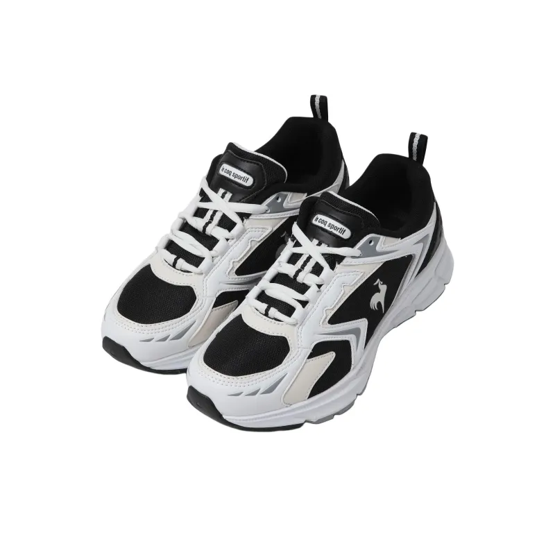 Le Coq Sportif Anti Slip Wear Resistant Low Top Running Shoes Unisex Black White-1
