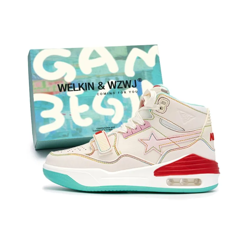 WELKIN&WZWJ Height Increasing Wear-Resistant Lightweight Breathable Slip-Resistant Skateboard Shoes Unisex White-19