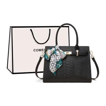 COMELY Cow Leather Patchwork Synthetic Leather Shoulder Bag Crossbody Bag Handbags Regular Women's Black