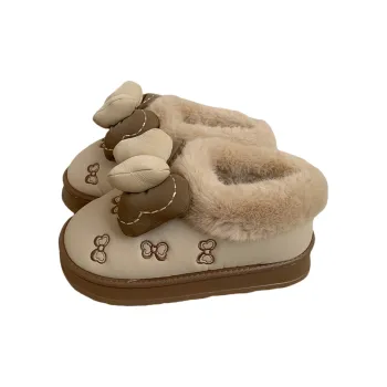 SHIGUDE Cotton Slippers Women's Ecru