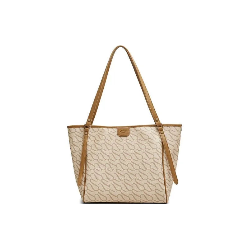 BASTO Pu Shoulder Bag Large Size Women's Brown/Beige White Brown-3