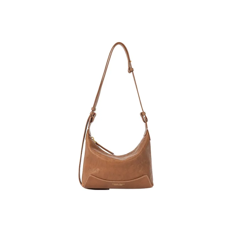 VANESSA HOGAN Top Grain Vegetable Tanned Cow Leather Shoulder Bag Small Size Women's Cocoa Red/Brown/Obsidian Black-1