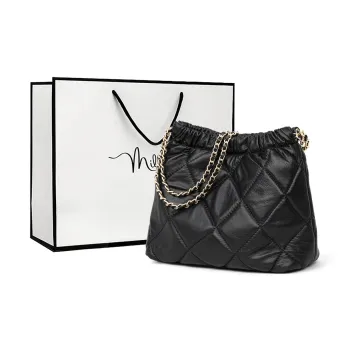 MILLIE'S Cow Leather Trash Bag Handbag Shoulder Bag Regular Women's Black/White