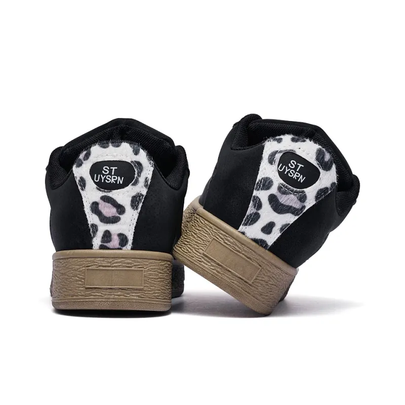 MEXICAN Anti Slip Wear Resistant Low Top Skateboard Shoes Women's Black-5
