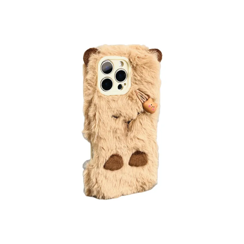 Wei Xin Plush Material Capybara Hair Clip Phone Cases Compatible With IPhone 16/15 Pro Max/13/14 Pro/Max Collection-1