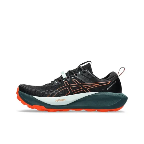 Asics Anti Slip Wear Resistant Low Top Trail Running Running Shoes Men's Black Orange