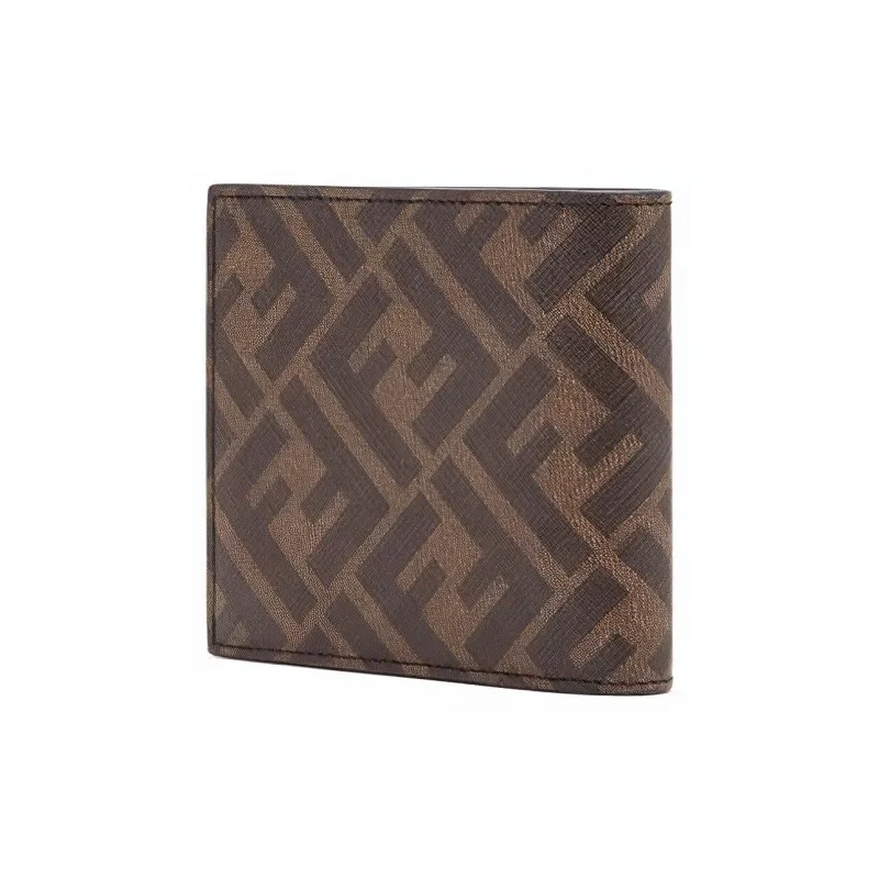 FENDI Canvas With Leather Wallet Men's Dark Brown-1