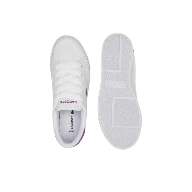 LACOSTE Abrasion Resistant Low Top Skateboard Shoes Women's White Purple-3