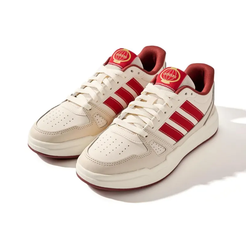 Adidas LITE BALLER Anti Slip Wear Resistant Low Top Skateboard Shoes Unisex Beige Red-1