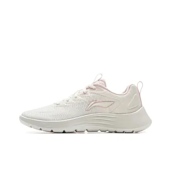 LiNing Feather Cushioning, Slip Resistant, Abrasion Resistant, Lightweight Low Top Running Shoes Women's White Pink
