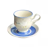 Blue Swan-Hand-Drawn Coffee Saucer