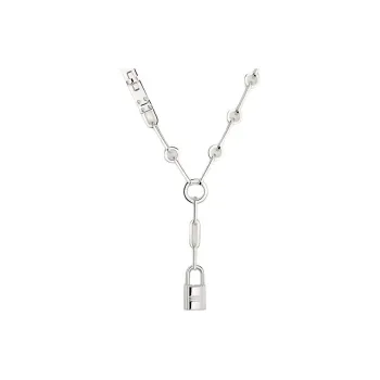 HERMES 925 Sterling Silver Necklaces Unisex Silver