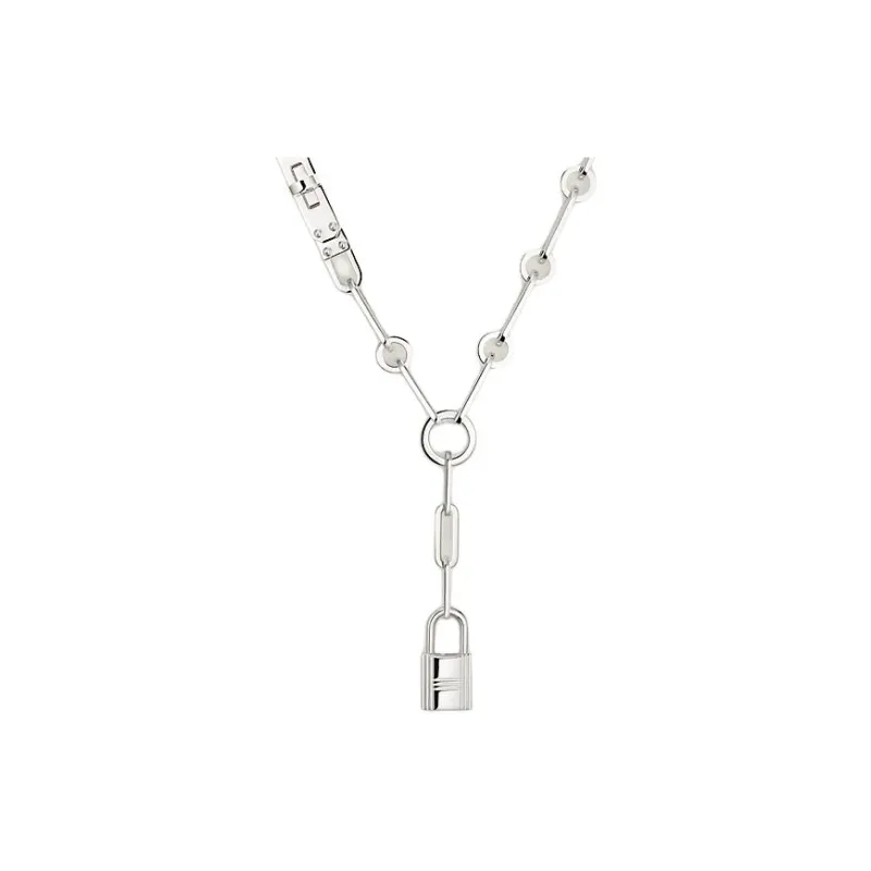 HERMES 925 Sterling Silver Necklaces Unisex Silver-0