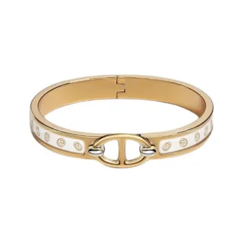 HERMES Gold-Plated Bangles Women's White