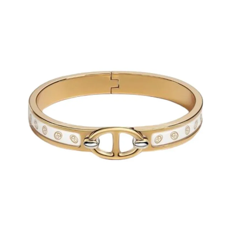 HERMES Gold-Plated Bangles Women's White-0