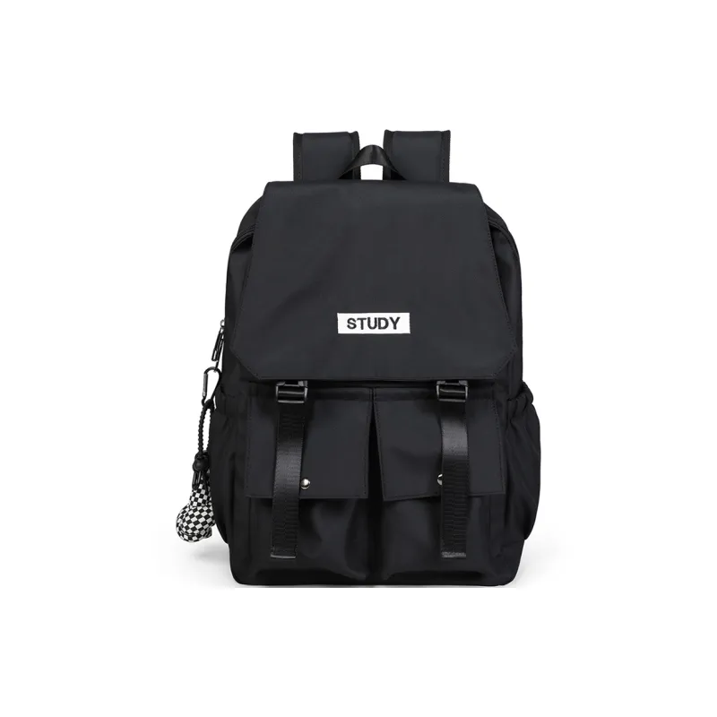 COMELY Fabric Backpack Medium Size Unisex Black-2