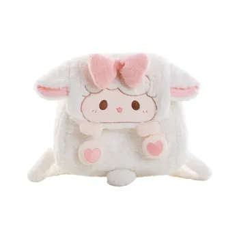 Holding Bamboo Polyester Backpack Large Size Women's White & Pink