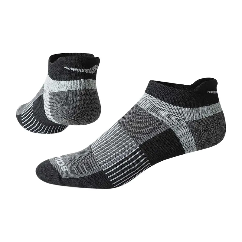 Saucony Inferno Cushioned No Show Tab Socks Sets Unisex 3 Pack Black-1