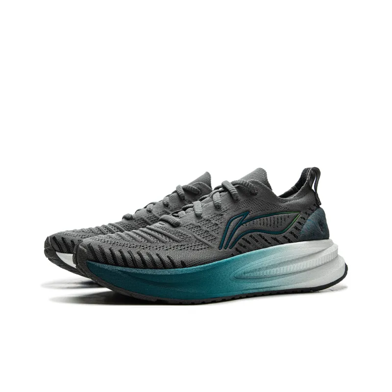 LiNing Comfortable Cushioning Slip Resistant Abrasion Resistant Breathable Low Top Running Shoes Men's Black Gray Color-2