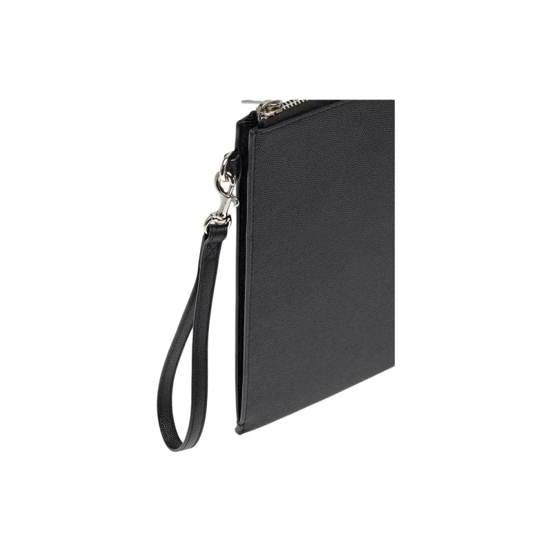 SAINT LAURENT Cowhide Leather Handheld Handbag Men's Black-5