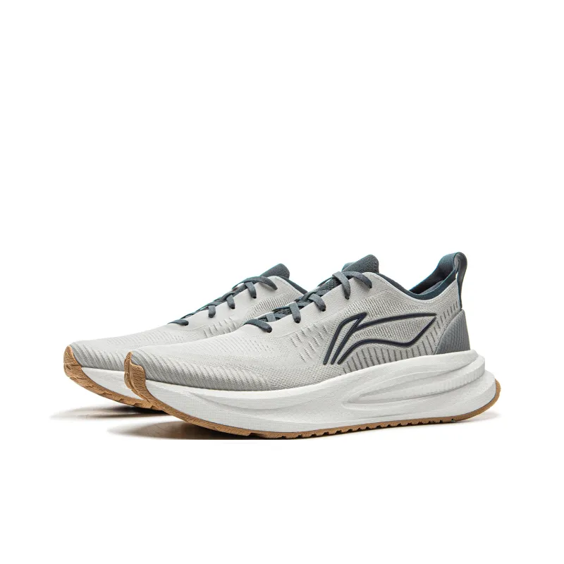 LiNing Comfortable Cushioned Slip Resistant Coverage Low Top Casual Running Shoes Men's Calm Gray-2