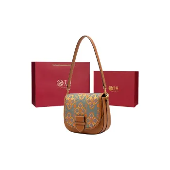 Pmsi Calfskin With Mulberry Silk Shoulder Bag Trumpets Women's Dark Brown