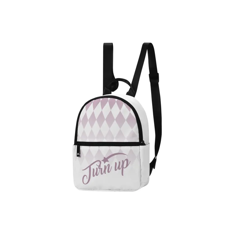 TURN UP Polyester Students Backpack Mini Unisex White-1