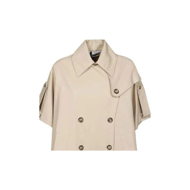MaxMara Finezza Double-Breasted Short-Sleeved Cape-3
