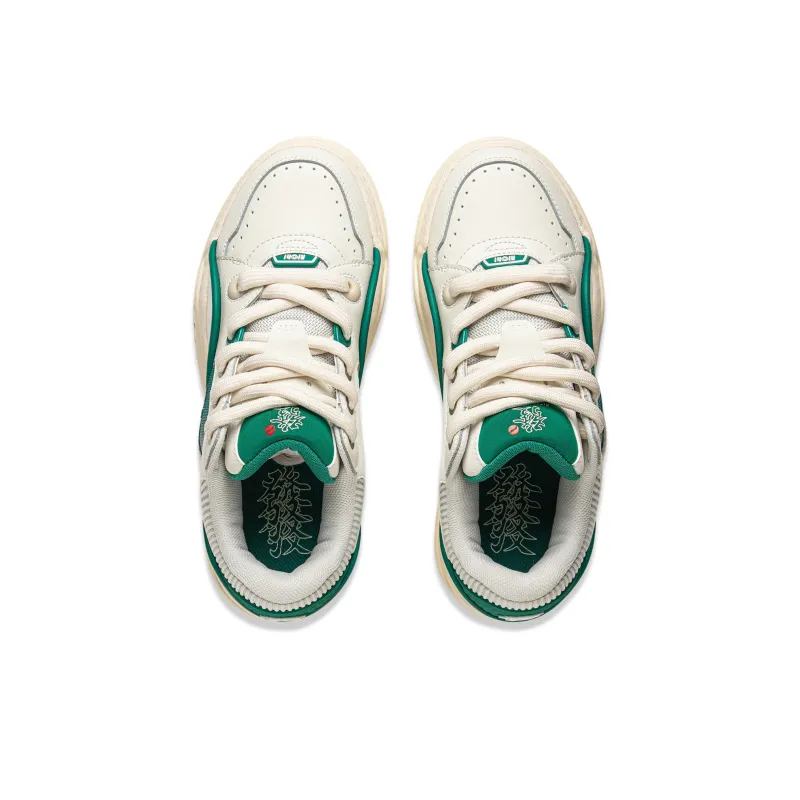 LOL x LiNing Slip Resistant, Abrasion Resistant, Lightweight Low Top Skateboard Shoes Women's Beige Green-3
