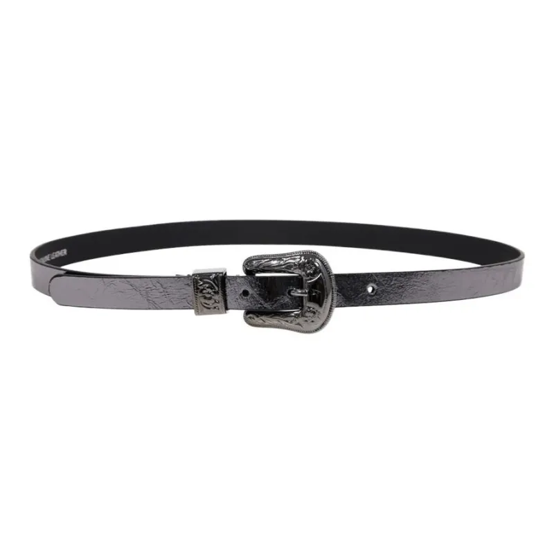 Golden Goose Metal Patent Leather Cow Leather Leather Belts Women's Black  -0