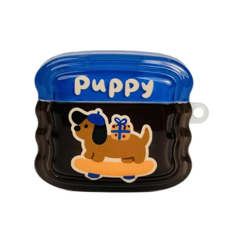 Sopi Compatibility With Apple AirPods 4/2/3/4th Generation/Pro/Pro 2 TPU Blue Brown Skateboard Puppy Headphone Cases-0
