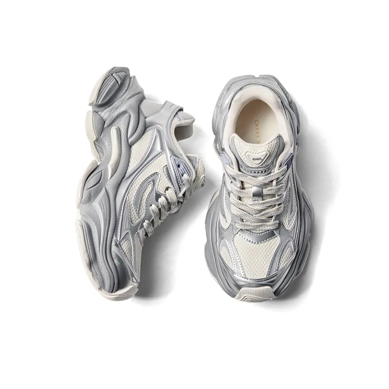 CHERYKALLY Time Swirl Cushioning Anti Slip Wear Resistant Breathable Height Increasing Low Top Chunky Sneakers Unisex-7