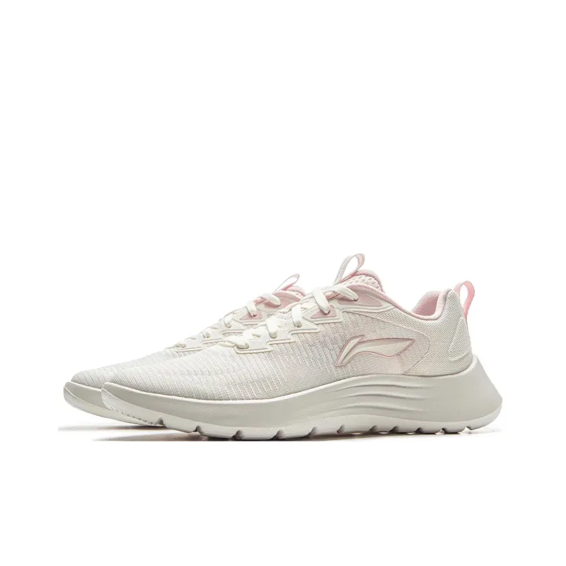 LiNing Feather Cushioning, Slip Resistant, Abrasion Resistant, Lightweight Low Top Running Shoes Women's White Pink-2