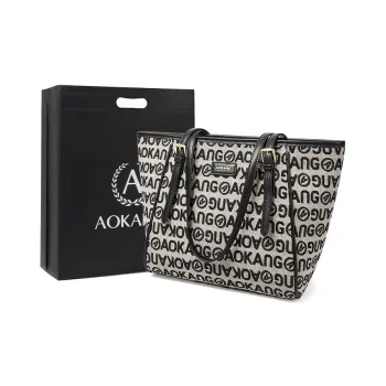 AOKANG Fabric, Synthetic Leather Tote Bag, Shoulder Bag Large Size Women's Classic Black/Ebony