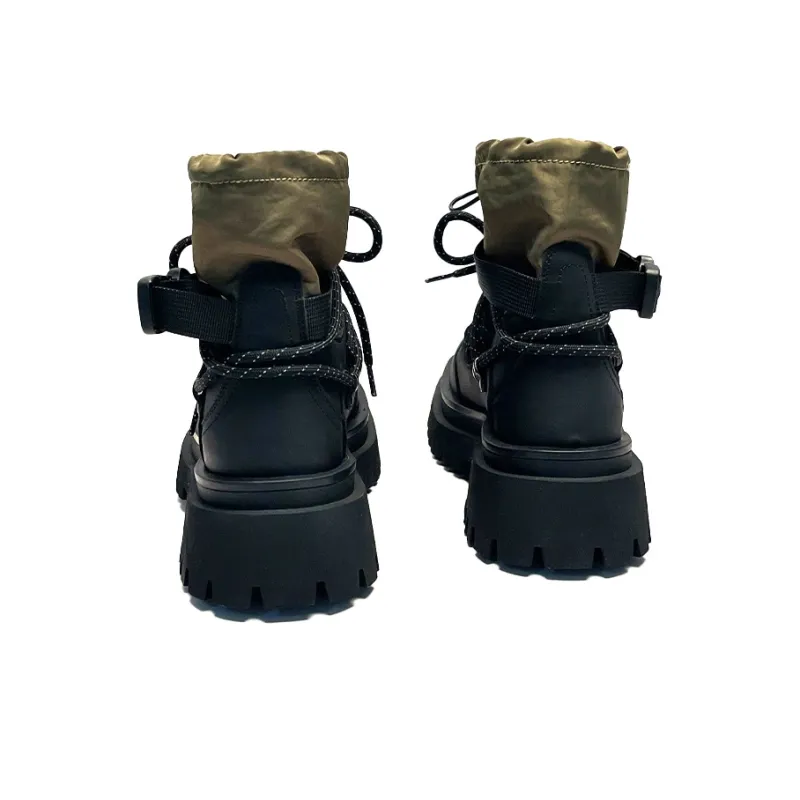 JIPOSEN Ankle Boots Unisex Army Green-4