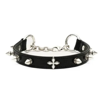 SMFK Cow Leather Necklaces Women's Black Silver