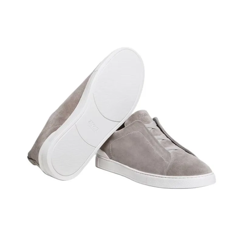 Zegna Triple Stitch Suede Sneakers-4