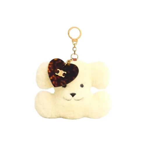 CELINE Shearling Acetate Shearling Keychains Unisex Yellow
