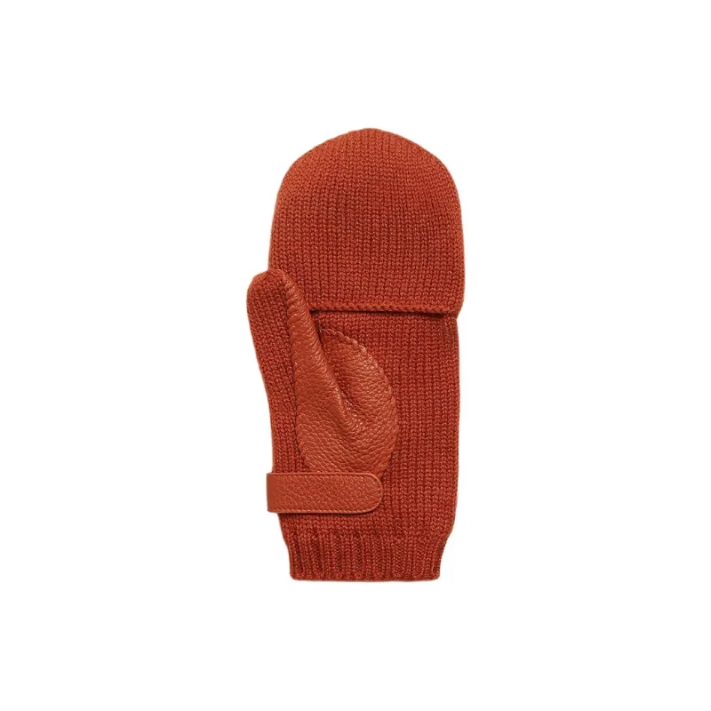 HERMES Cashmere Knit Gloves Men's Red Earth Tone-1